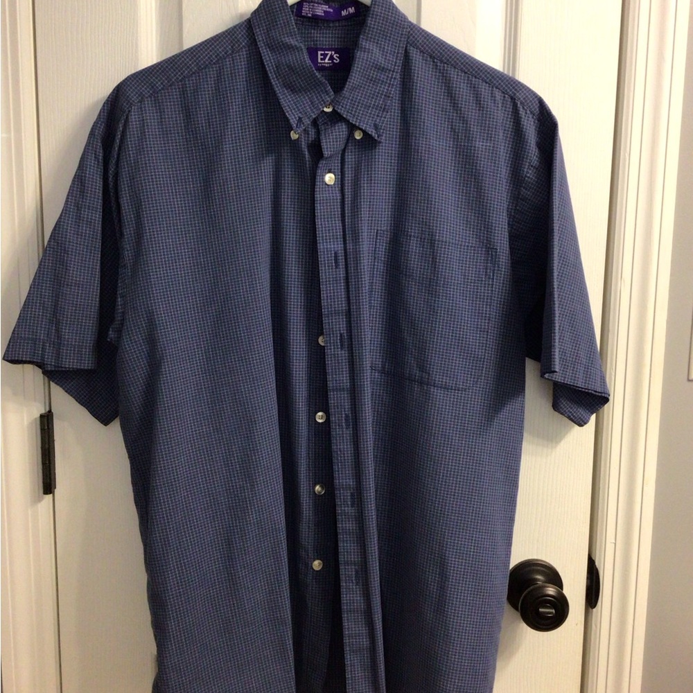 Haggar Men's Navy Checkered Button Down Shirt